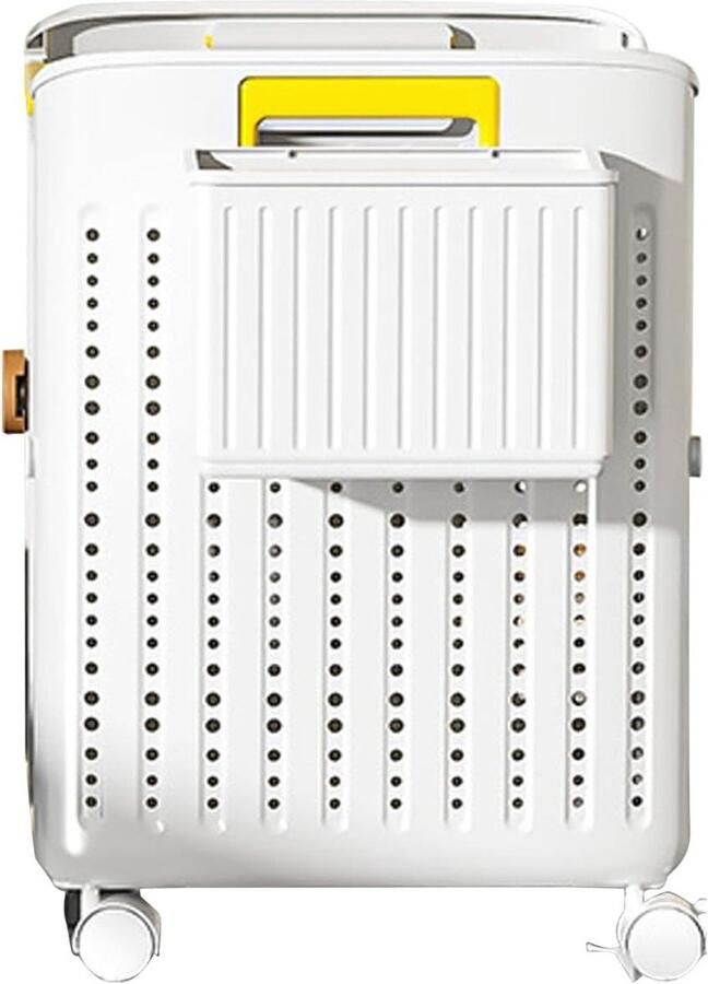 Opvouwbare Wasmand Kledingopberger Was Sorteren Met Stille Wielen 36.5 x 9.5 x 43 cm Wit