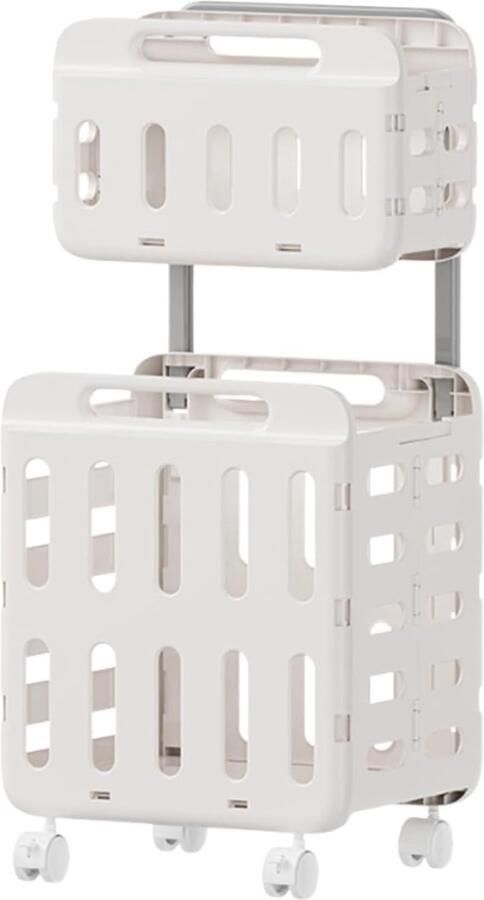 Opvouwbare wasmand Kledingopslag mand Was sorteren Met stille wielen 37x30x80 cm Wit
