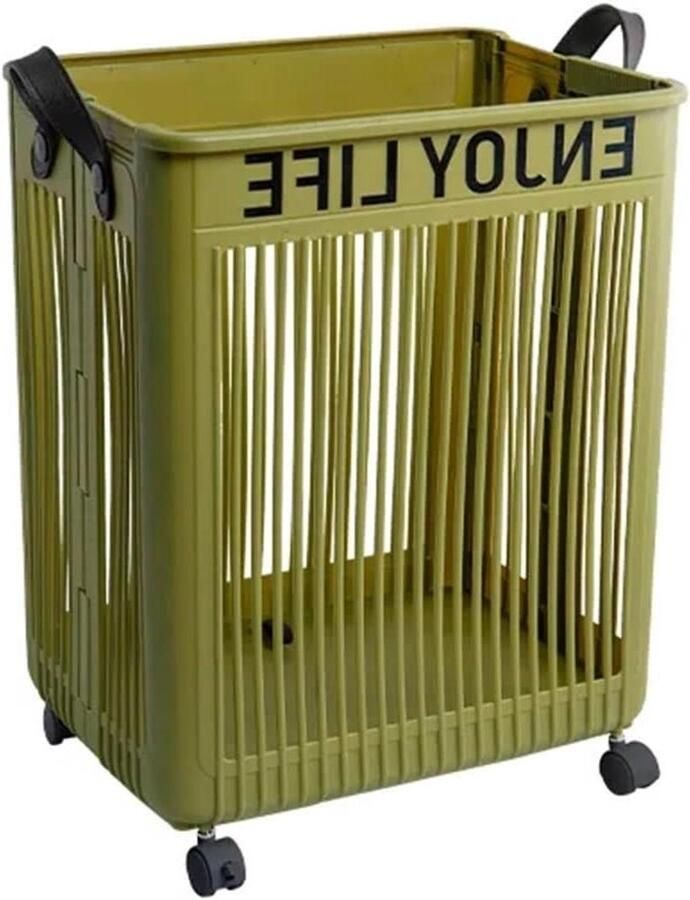 Opvouwbare wasmand Wasrolmand Kleding sorteren Met wielen Grote capaciteit Groen