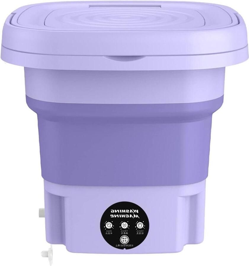 Opvouwbare Wasunit Mini Wasmachine Compact Wassen Diepe Reiniging 8 Liter Capaciteit Paars