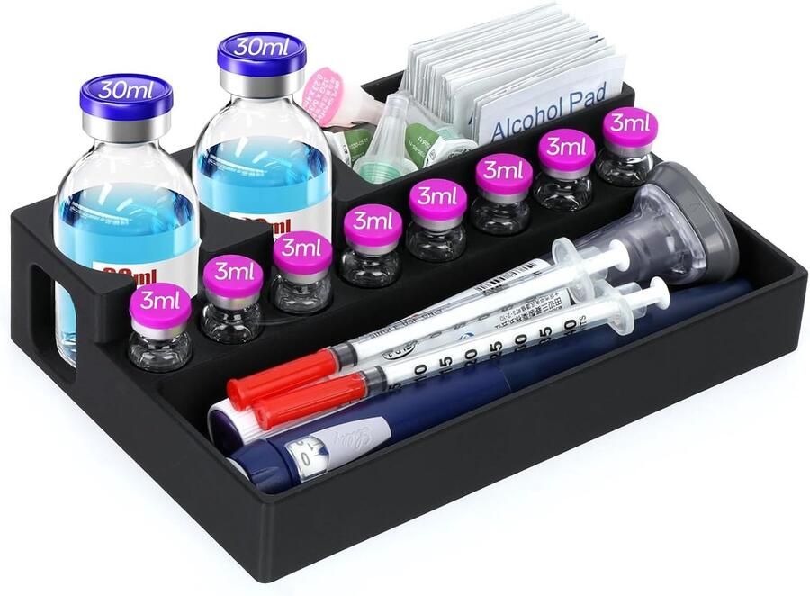 Peptide Vial Houder voor Koelkast Zwart Voor Insulinepennen en Naalden Ideaal voor Diabeteszorg ShopVlot