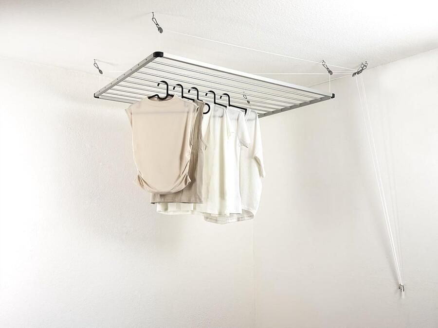 Plafondwasdroger 120 cm Ruimtebesparend Wasrek voor Binnen & Balkon