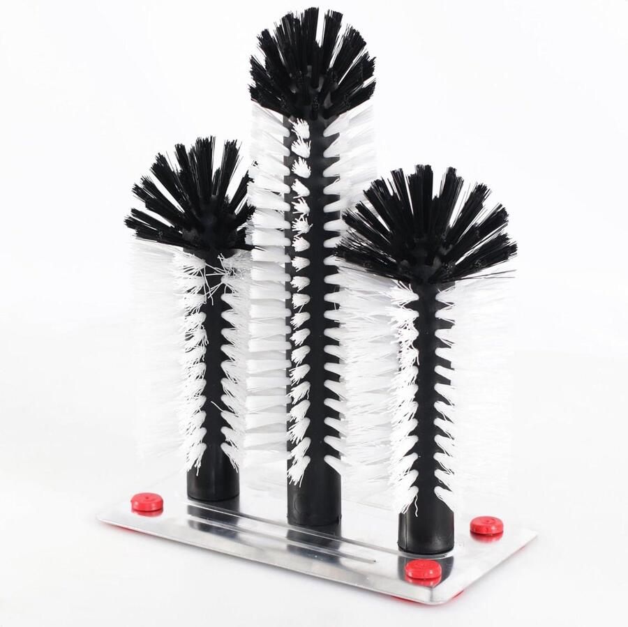 Premium glazen spoelbak voor spoelbak met 3 zuilen glazen spoelborstel met metalen plaat en 4 verwisselbare zuigvoeten glasspoeler bar en gastronomie glazen vaatwasser cup cleaner