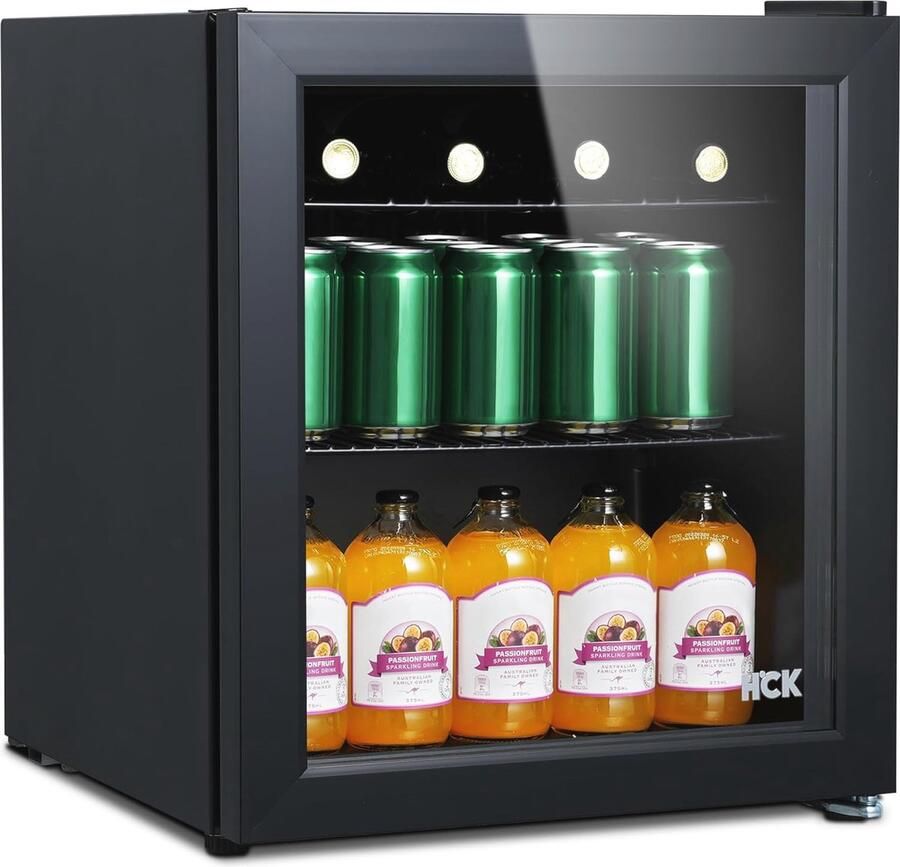 Professionele Horica Minibar Koeling – Wijnkoelkast 48L – Flessenkoelkast met Glazen Deur – Mini Koelkast met Glazen Deur – Kleine Drankenkoelkast – 2 Opslagniveaus – Minibar F