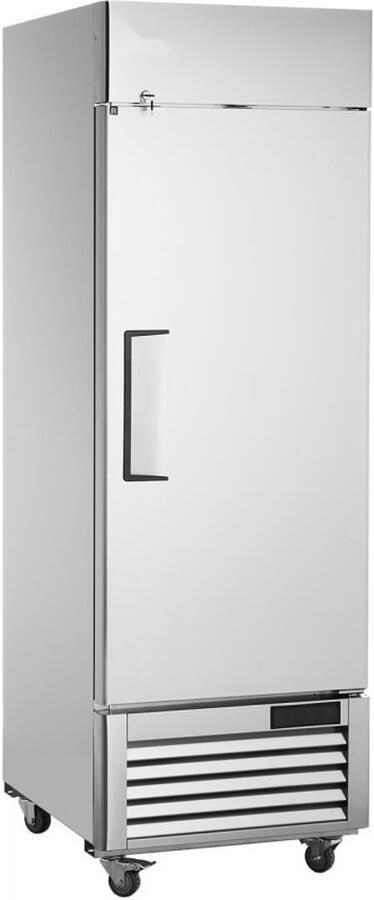 Professionele Koelkast Eendeurs Horeca Capaciteit 570 L RVS Automatische Ontdooiing 3 Planken Temperatuur -2 tot +8 °C 4 Wielen