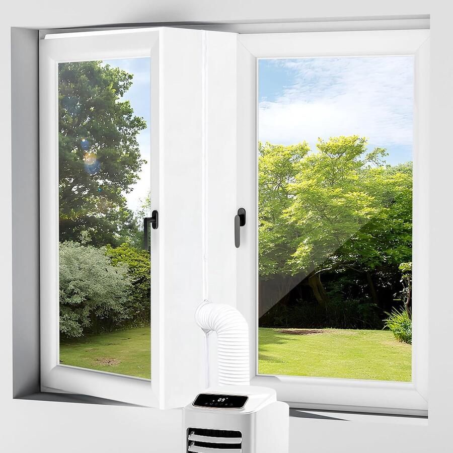 SnelShoppen Airconditioner Raamafdichting Kit voor Mobiele Airconditioner en Wasdroger Hot Air Stop met Ritssluiting en Klittenband 400 cm Ideaal