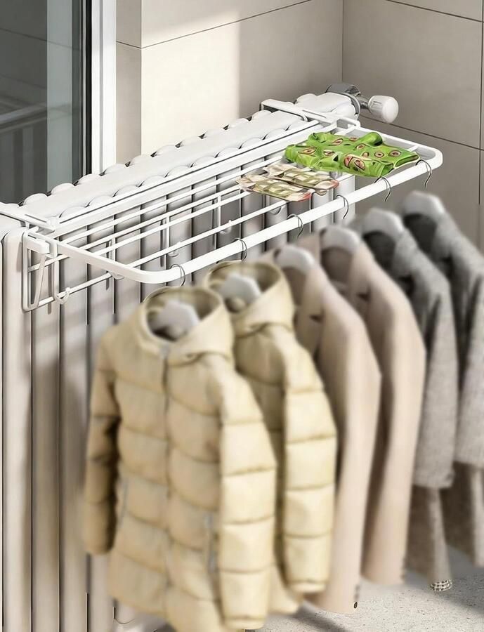 Radiator Kledingdroger Droogrek Uitschuifbaar Was Drogen Roestvrij Staal 15 kg Zilver