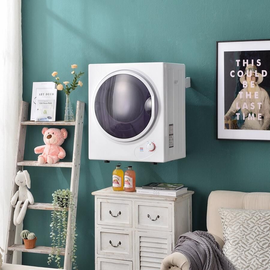 Re-purelife luchtafvoerdroger 2 5 kg met timer en wandmontage compacte wasdroger van staal droogkast met dubbel filtersysteem en RVS trommel vrijstaand design wit 49 5 × 41 5 × 58 8 cm