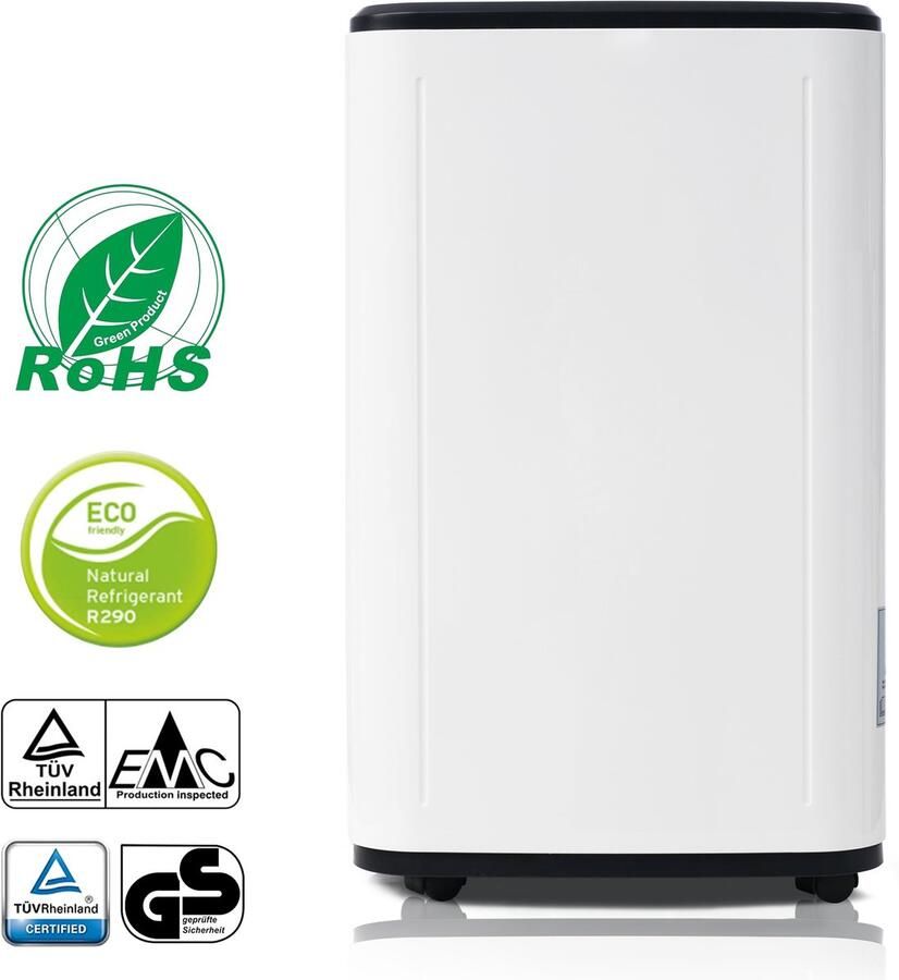 Re-purelife luchtontvochtiger 25L 3-in-1 ontvochtiger luchtreiniger en wasdroger 6L tank met wielen en slangafvoer 24u timer LED-display en kindervergrendeling wit 53 x 33.5 x 26 cm