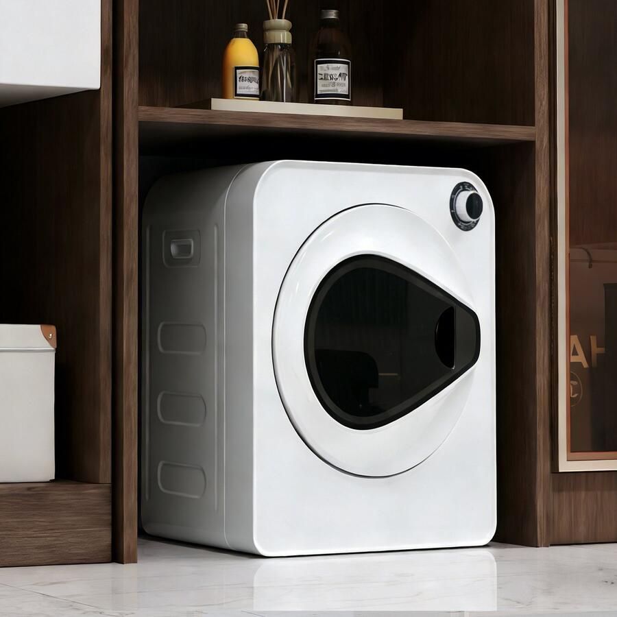 Re-purelife wasdroger 4 kg met 4 programma's compacte kledingdroger van roestvrij staal en PCM-behuizing stapelbare droogtrommel met koelfunctie en wandmontage wit 49 5 × 41 5 × 59 5 cm