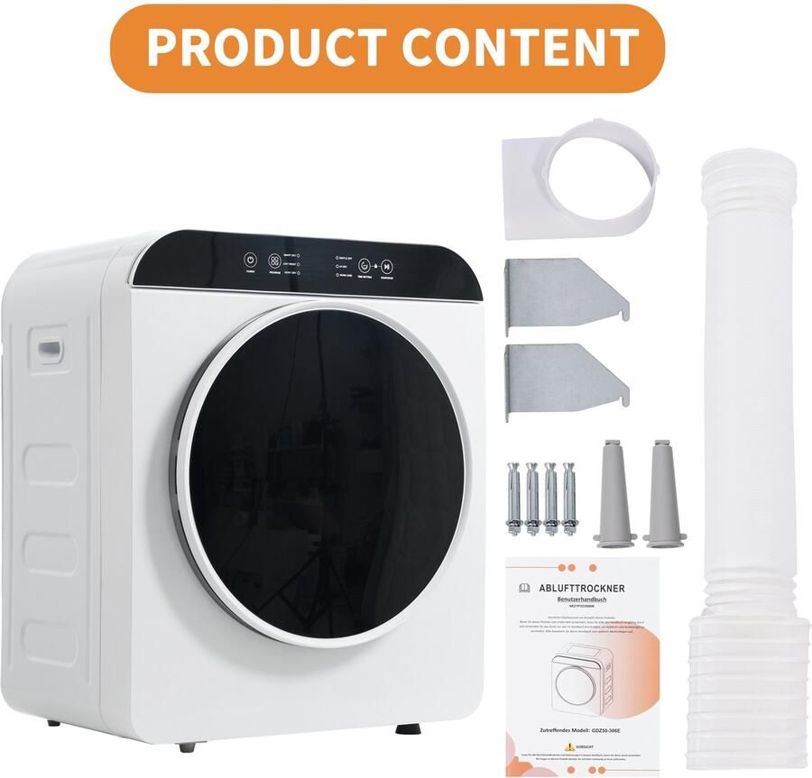 Re-purelife wasdroger compact met 6 programma's droogtrommel van ABS met UV- en hoge temperatuursterilisatie wanddroger met timer en kinderslot modern wit 49 5 × 42 × 59 5 cm