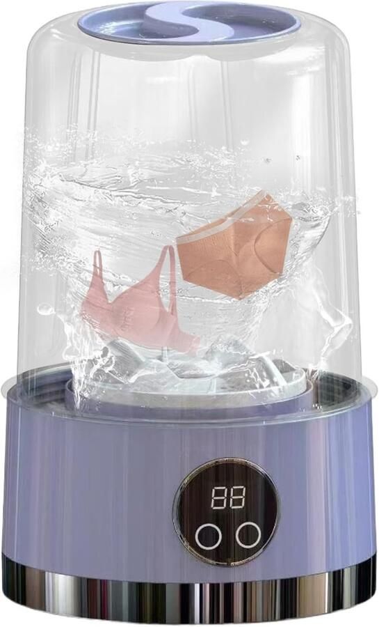 Reis wasmachine Compacte reiniger Kleine was Draadloos en stil 14x14x14 cm Paars