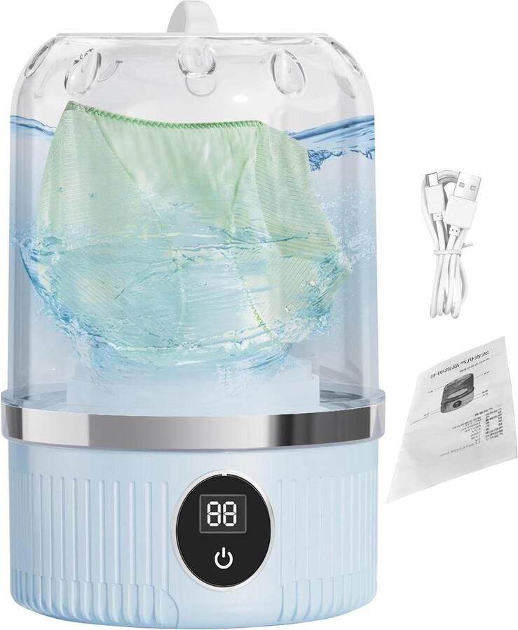 Kleine wasmachine Compact apparaat Reizen en wonen Ultrasoon reinigen 21.5 cm Wit