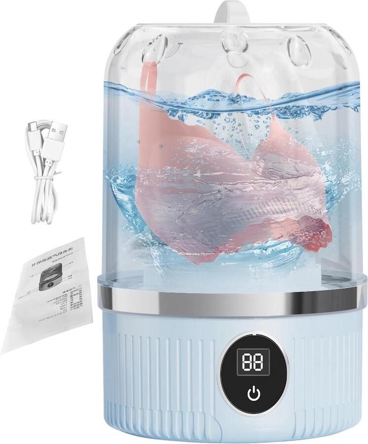 Kleine Wasmachine Draagbare Washer Reizen Ondergoed Oplaadbaar Ultrasonisch Compact Formaat Wit