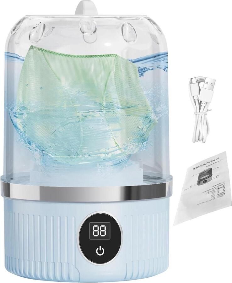 Draagbare Wasmachine Reismachine Kleine Wasmachine Snel Kleding Wassen Ultrasone Dieptereiniging 1.38 Pond Wit