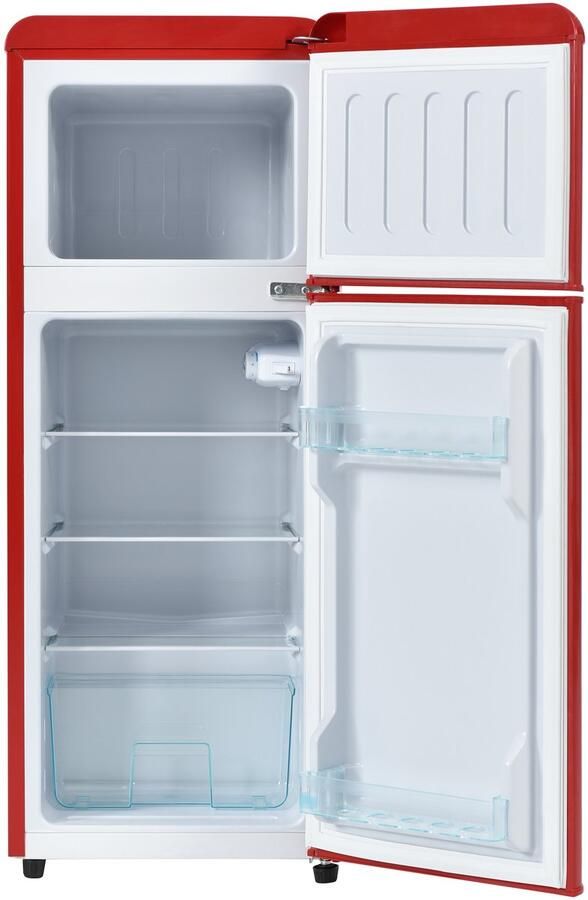Retro koelkast Koel-vriescombinatie Compacte koelkast 92 liter Dubbele deur 7 standen Stil 45dB Woonkamer 105 5cm Koelen