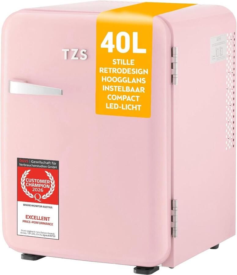 Retro Mini Koelkast Roze Fluisterstil Trillingsvrij Voor Slaapkamer & Kantoor