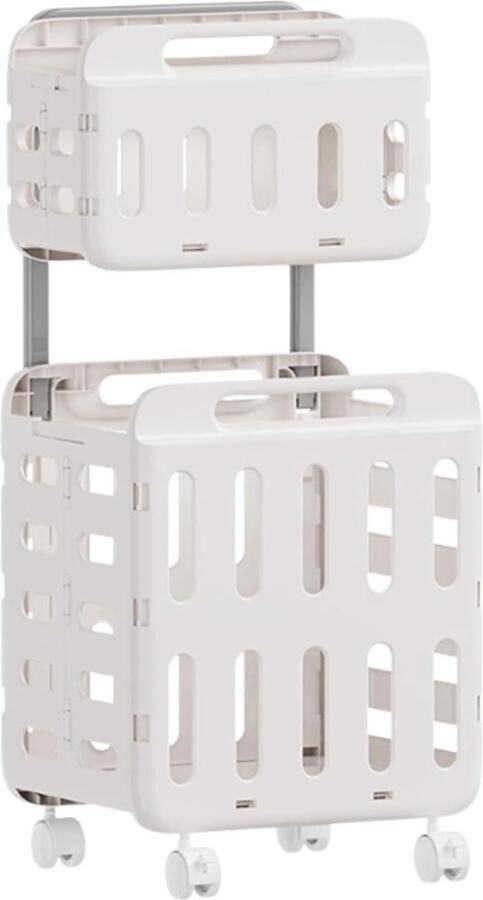Opvouwbare wasmand Kleding opberger Was sorteren Met wielen 47 x 41 x 14 cm Wit