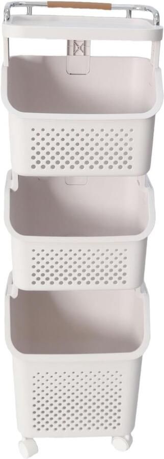 Rollende Wasmand Wasrek Stapelbaar Kleding Sorteren Met Remmen 34 x 29 cm Wit