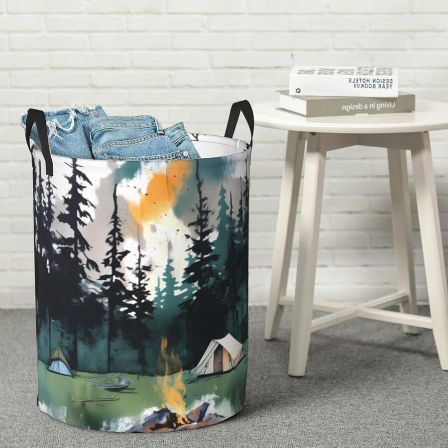 Ronde wasmand Opbergmand vuile kleding Kamer organiseren Waterdichte Oxford stof 498 x 399 cm Zwart
