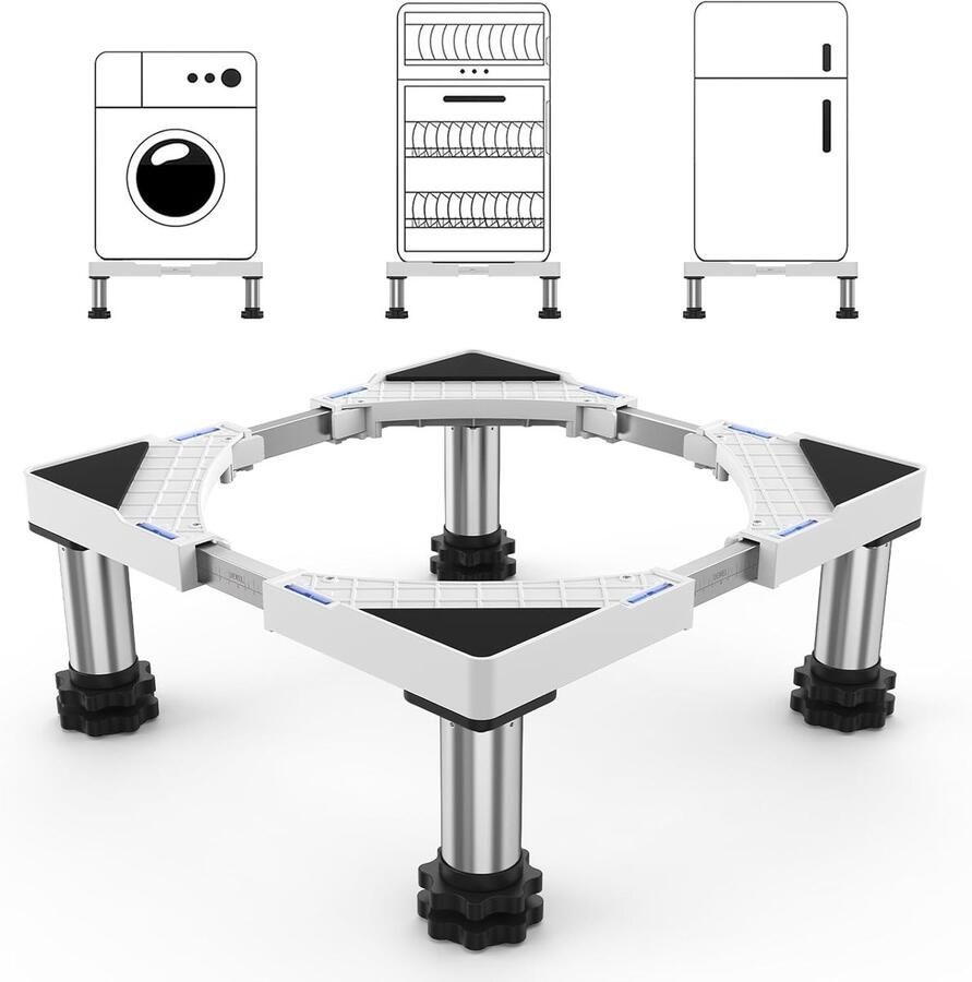 S&Dshopline Wasmachine-onderstel berenbelasting 200 kg wasmachine sokkel voor wasmachines droger koelkast onderstel voor wasmachines breedte 44 8-65 cm hoogte 13-17 cm