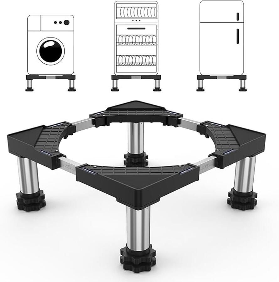 S&Dshopline Wasmachine-onderstel berenbelasting 200 kg wasmachine sokkel voor wasmachines droger koelkast onderstel voor wasmachines breedte 44 8-65 cm hoogte 13-17 cm Zwart