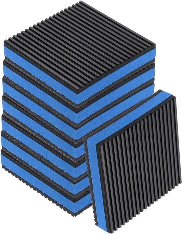Set van 8 anti-trilpads voor wasmachine Geluidsisolerende rubberen dempers Trilisolatiepads met EVA-centrum Zwart Blauw