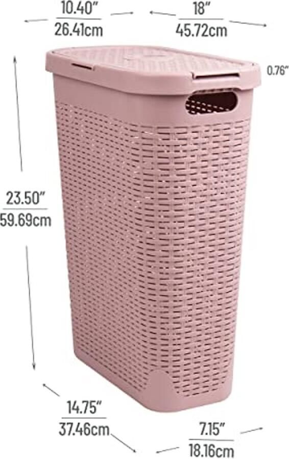 Slanke 40L Wasmand met Deksel Rieten Ontwerp Duurzaam en Stijlvol