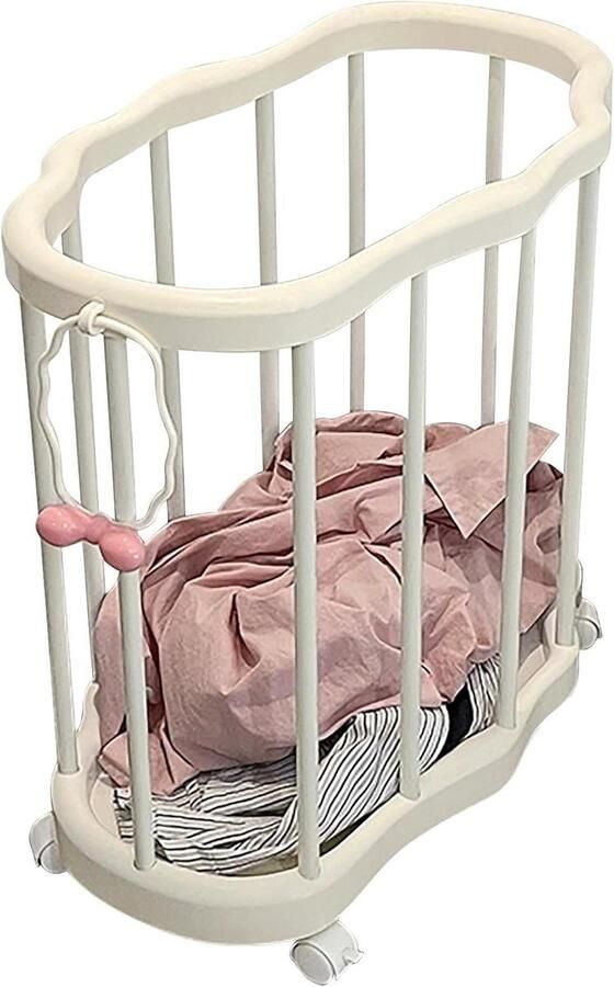 Slanke wasmand Opbergoplossing Wassen organiseren Met wielen Grote inhoud Naturel