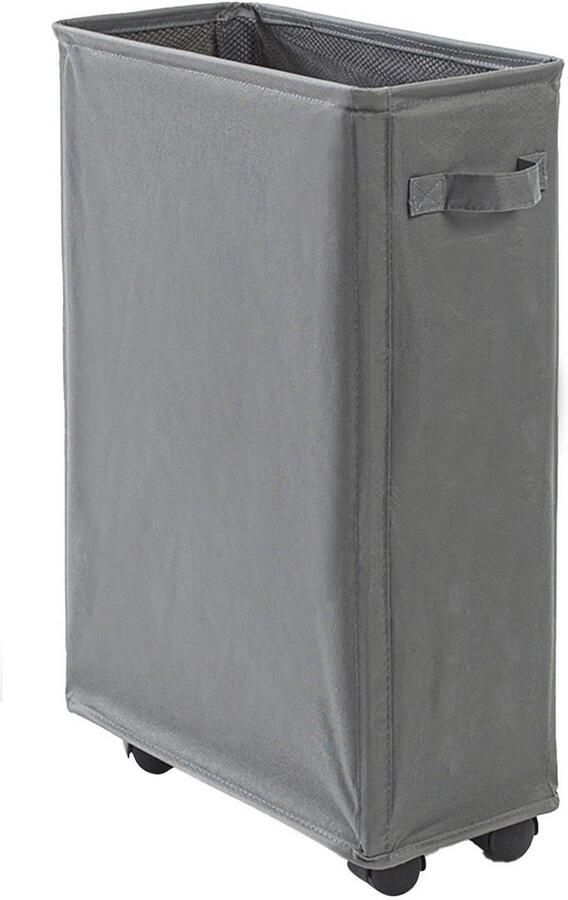Smalle Opvouwbare Wasmand op Wieltjes (42L) Hoge Vuilnisbak voor Kleding