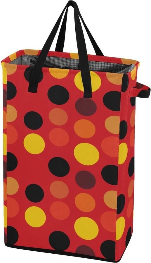 Smalle Wasmand Kledingmand Staand Ruimte Besparen Waterdicht Oxford Stof 48L Capaciteit Rood Polka Dot