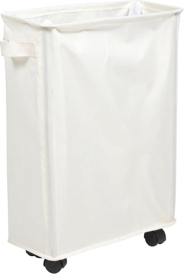 Smalle Wasmand Opvouwbare Mand Kleding Opbergen Met Wielen Handvat 54x40cm Beige