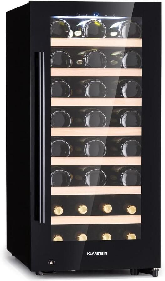 Smalle Wijnkoelkast Vrijstaand 1 Zone met Glazen Deur 38 Flessen Ideaal voor Binnen & Buiten