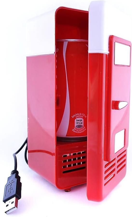SnelShoppen Mini USB Koelkast Cooler voor Blikjes Compact en Draagbaar Rood Wit Ideaal voor Feest Camping Keuken en Auto Koel en Warm Func