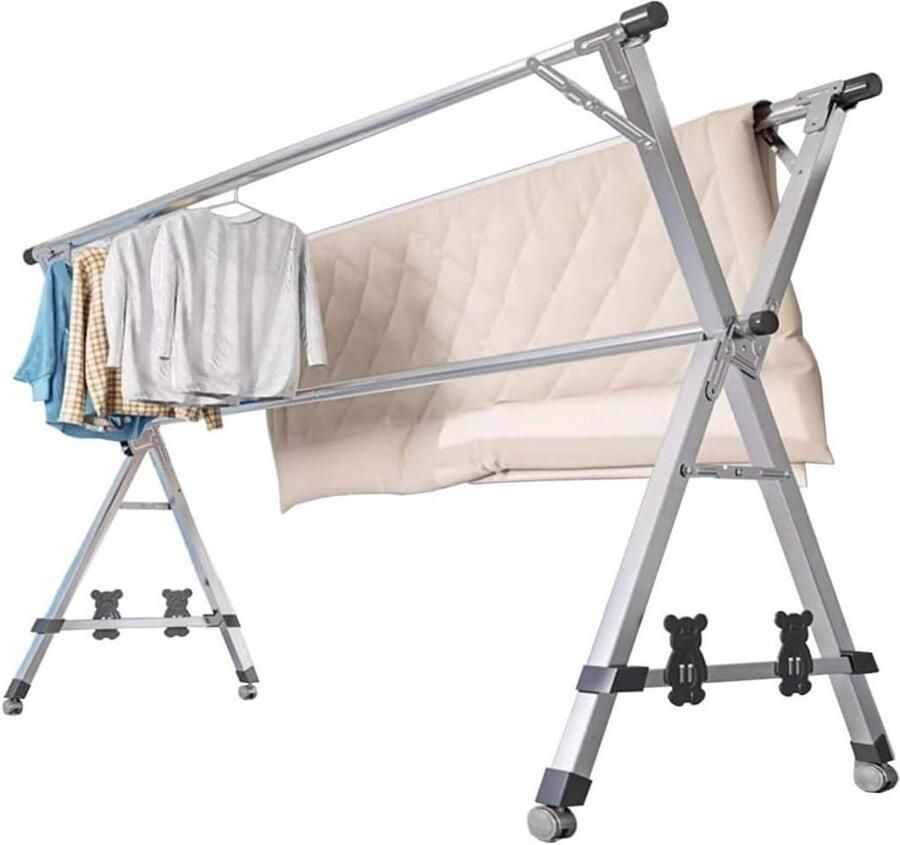 Staande Droger Droogrek Wasrek Kledingrek Kleding Drogen Roestvrij Staal 240cm Zilver