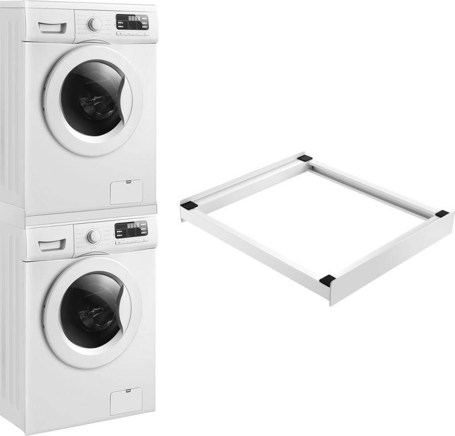 Stapelkit Universeel Isabela Met Sjorband en Ratel Wit Voor Wasmachine Voor Droger Staal Antislip Kussens