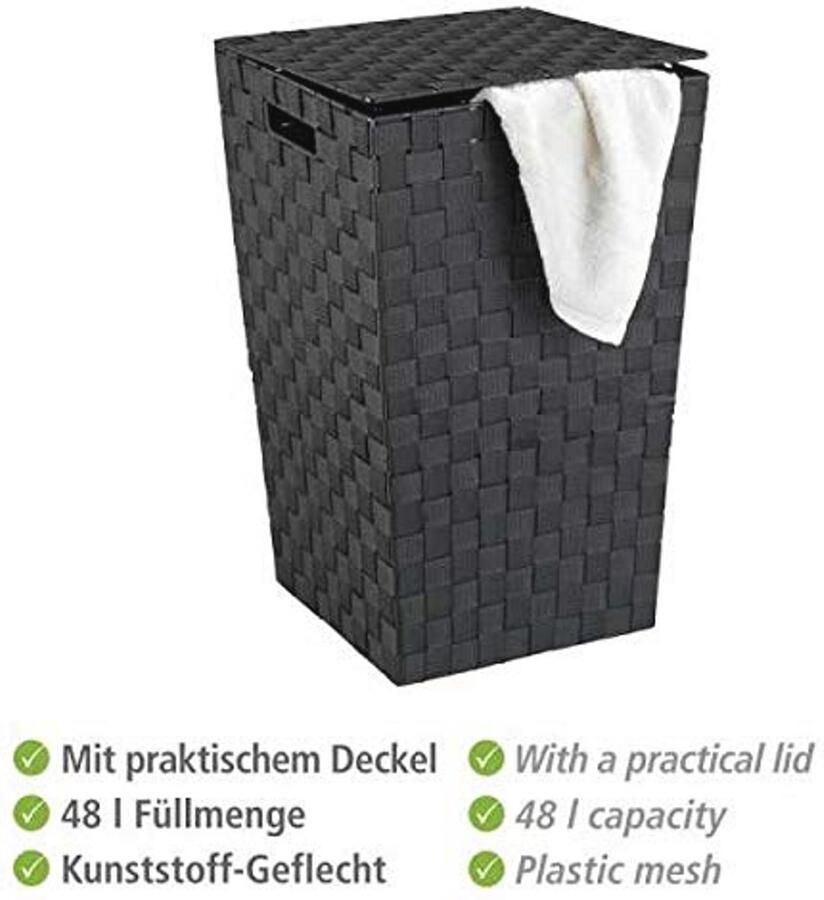 Stijlvolle Wasmand Rechthoek Zwart voor het Huishouden