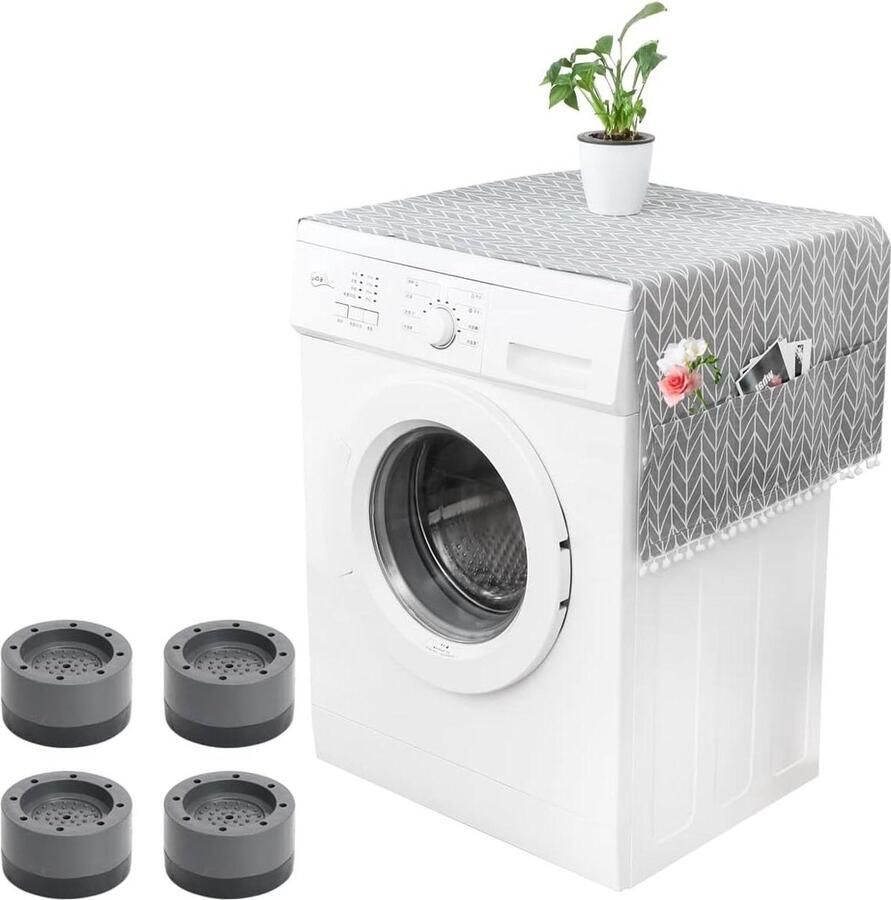 Stofhoes wasmachine 55 x 130 cm stofdicht met opbergvakken en voetkussens voor koelkast droger wasmachine