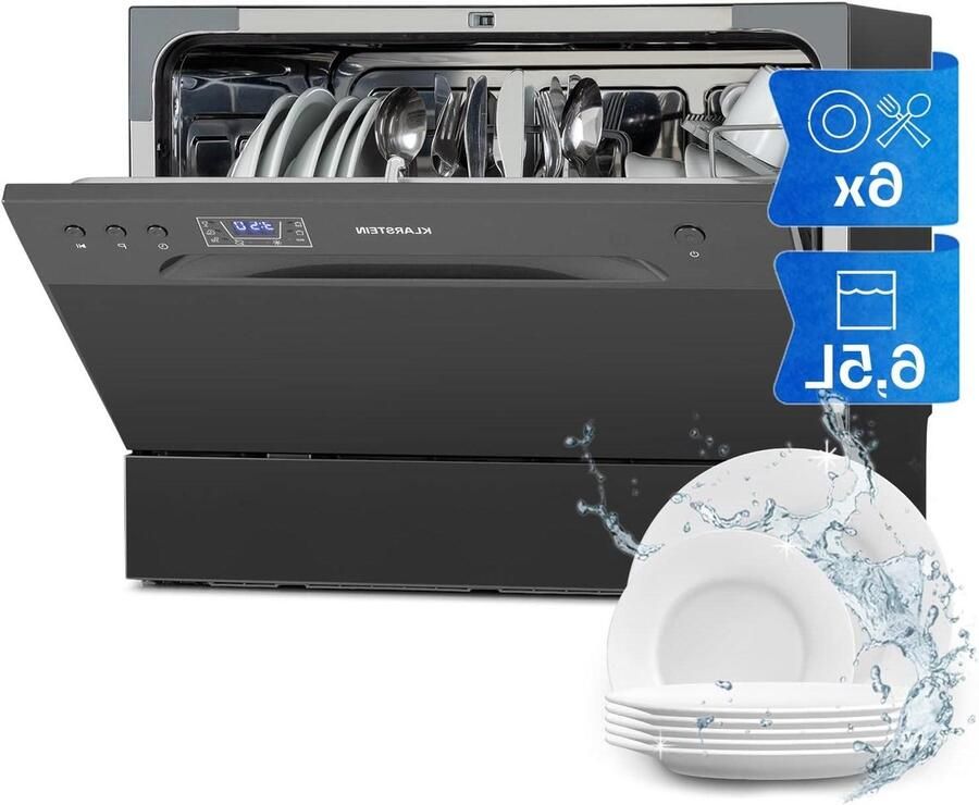 Tafelmodel Vaatwasser Kleine Vaatwasser Gemakkelijk Afwassen 6 Wasprogramma's 6 Couverts Antraciet