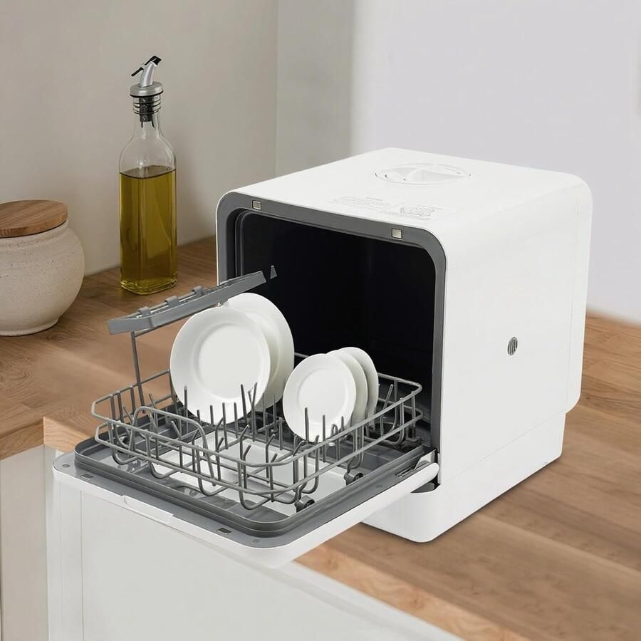Tafelvaatwasser Compacte vaatwasser Kleine ruimtes Met waterreservoir 41 x 46 x 46 cm Wit