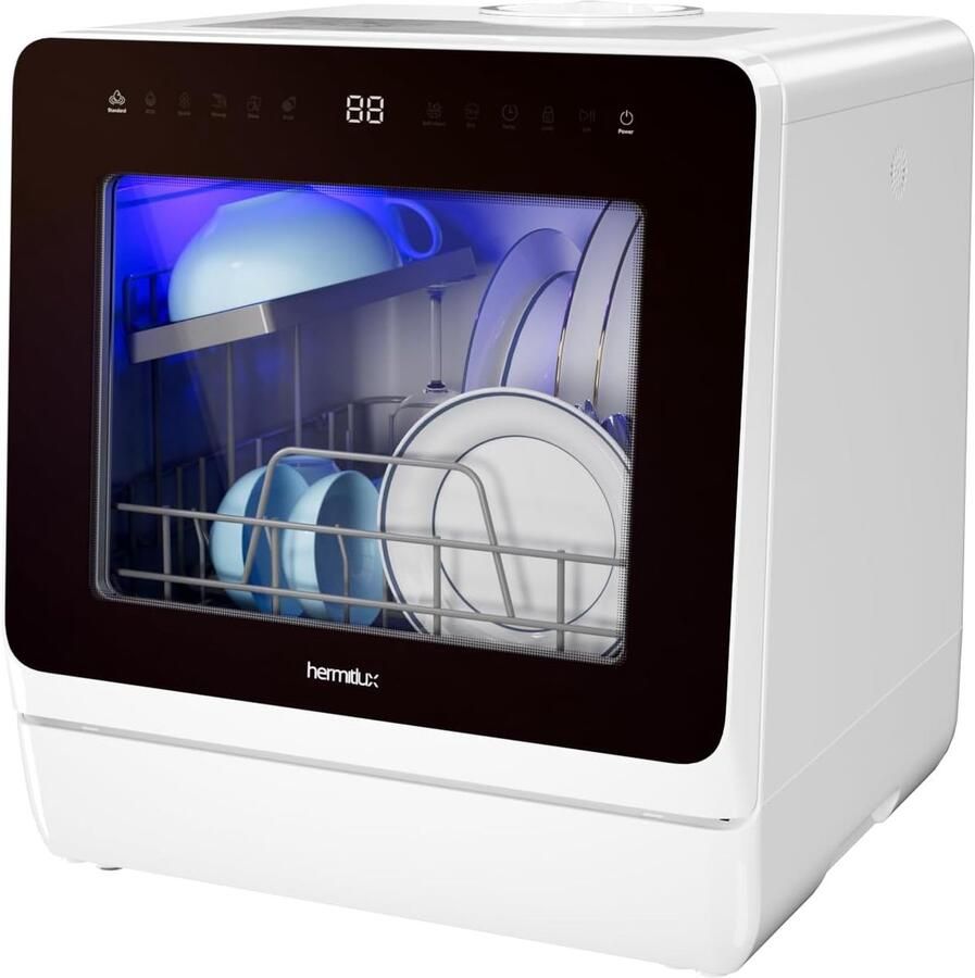 Tafelvaatwasser mini-vaatwasser met 7 + 3 programma's 5 couverts 5 l watertank startvertraging en kinderbeveiliging