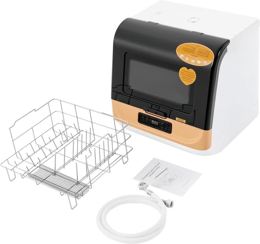 Tafelvaatwasser Mini vaatwasser Snel afwassen 360 graden rotatiespoeling 45 cm Goud