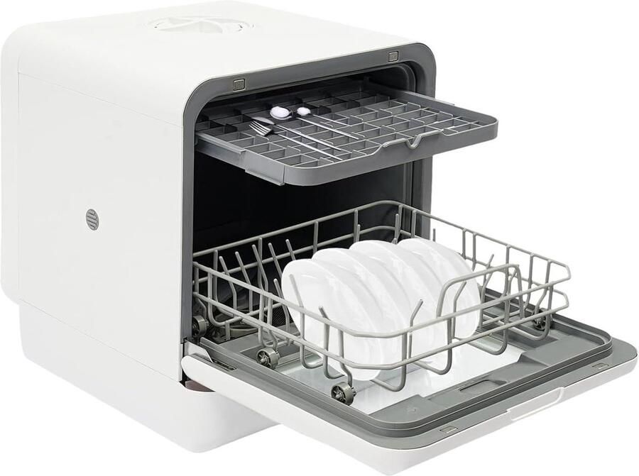 Tafelvaatwasser Mini Vaatwasser Snel Afwassen Hetelucht Drogen 6 Liter Tank Wit