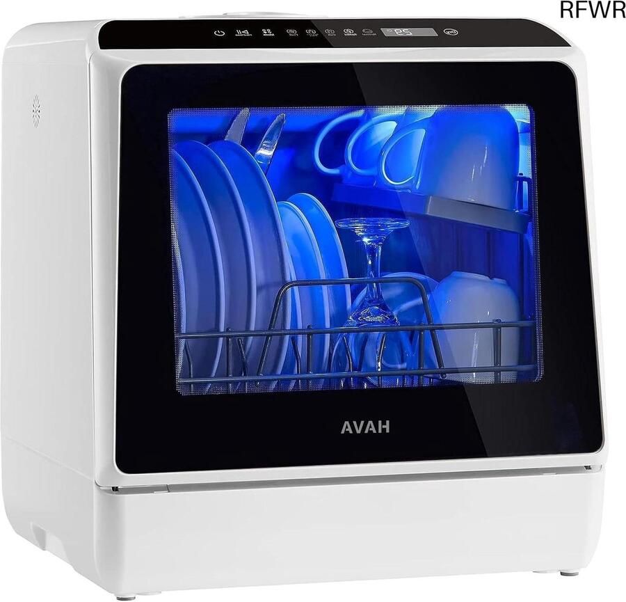 Tafelvaatwasser Mini vaatwasser Snel afwassen Ingebouwde watertank 43x43x46 cm Wit