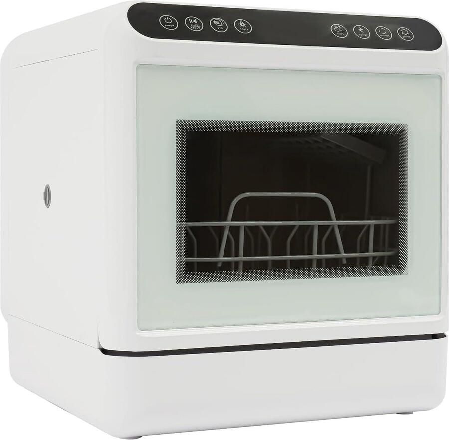 Tafelvaatwasser Mini vaatwasser Snel servies reinigen Compact met glazen front 41 x 46 x 46 cm