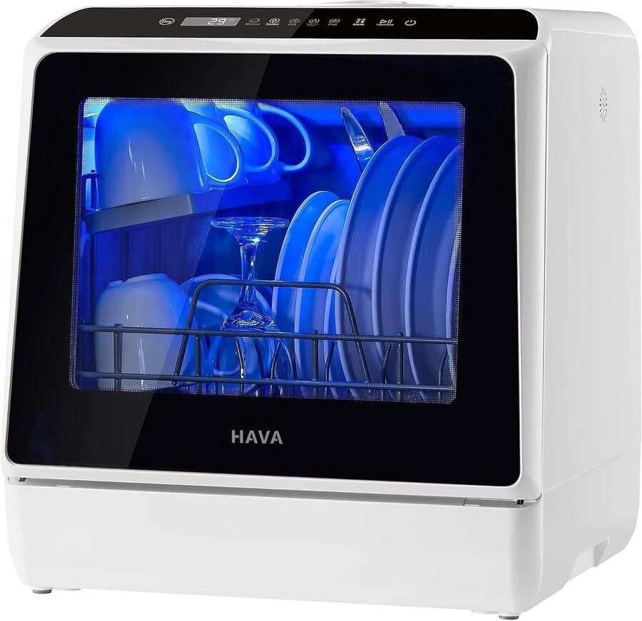 Tafelvaatwasser Mini vaatwasser Snel servies reinigen Ingebouwde watertank 43x43x46 cm Wit