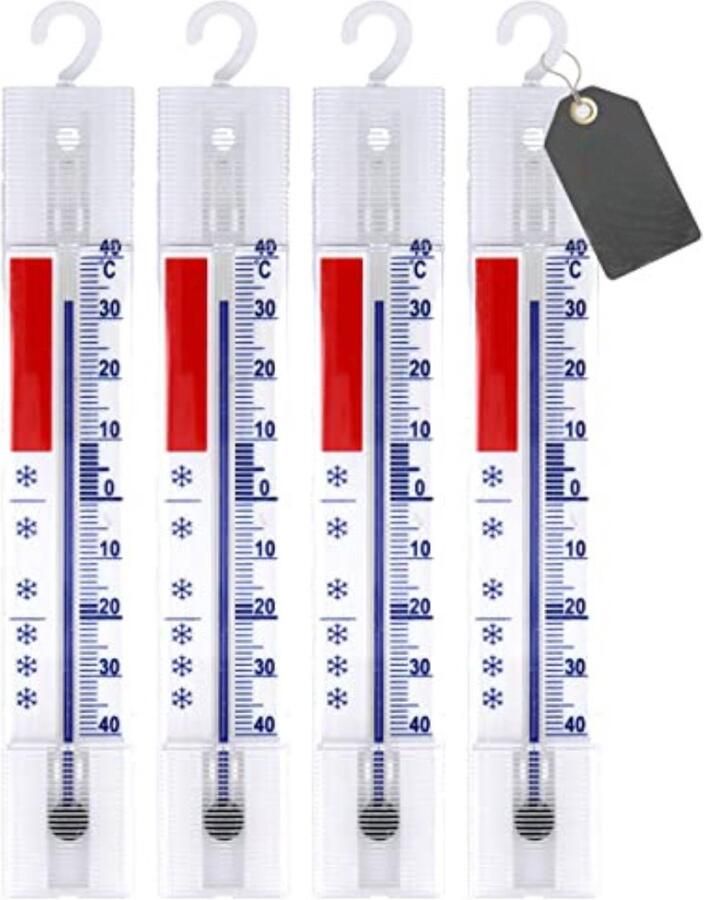 Thermometer koelkast Ijskast thermometer 15 x 2 5 x 1 cm Pak van 4 Wit