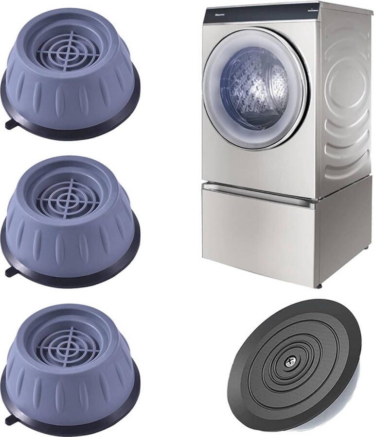 Trillingsdempers Wasmachine Verhoger Extra Dik Wasmachine Dempers Droger Vaatwasser- Trillingsdemper Anti Slip Trilmats Schokdemper -Anti Tril Poten-Wasmachine Trillingsdempers -4-delige wasmachinevoet met rubberen pad