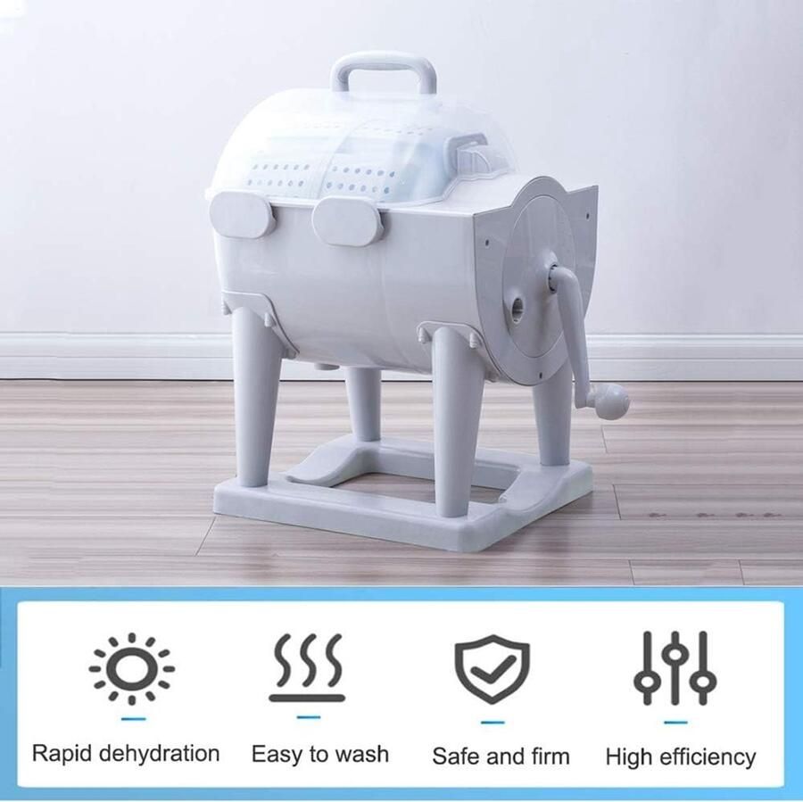 Turbine Wasmachine Handwasmachine Centrifuge Camping Appartementen Reizen Niet-Elektrisch Draagbaar 2 KG Capaciteit Wit