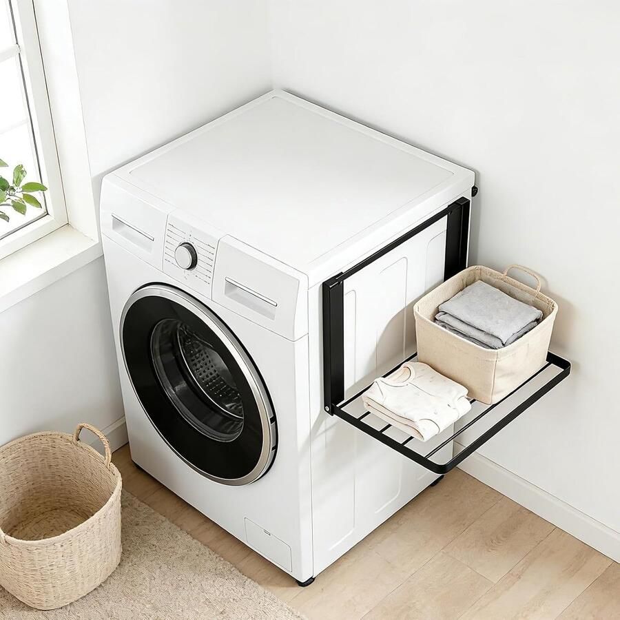 Uitbreidbare Magnetische Wasmachine Rek voor Handdoeken Kledinghangers en Vuilniszakken 40 5 x 25 cm Efficiënte Organisator voor de Wasruimte